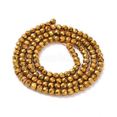 Стеклянные бусины с гальваническим покрытием  GLAA-H021-01B-FP04-1