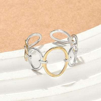 Двухцветные манжетные кольца из нержавеющей стали 304 RJEW-S635-01GP-G-1