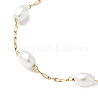 Овальные абс имитация жемчуга бусины цепочки браслеты изготовление AJEW-JB01354-1