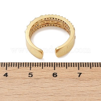 Манжеты из латуни с микро паве кубический цирконий для женщин RJEW-F182-04G-1