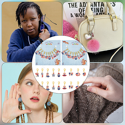 Подвесные маркеры петель в стиле американского флага HJEW-AB00344-1