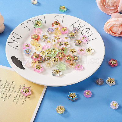 60шт 10 стиля прозрачные окрашенные распылением стеклянные бусины LAMP-CW0001-04-1