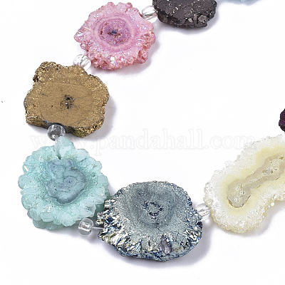 Гальванические природный кварц бисер пряди G-R461-04-1