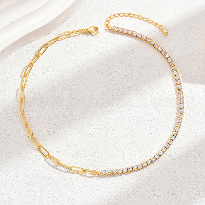 Модные латунные прозрачные кубические циркониевые ожерелья-цепочки MG3288-1