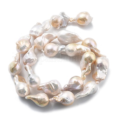 Нити натуральных бусин с ядровым жемчугом PEAR-B004-15A-01A-1