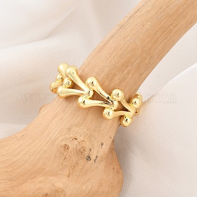 Латунные кольца для манжет с покрытием стойки для женщин RJEW-M028-115G-1