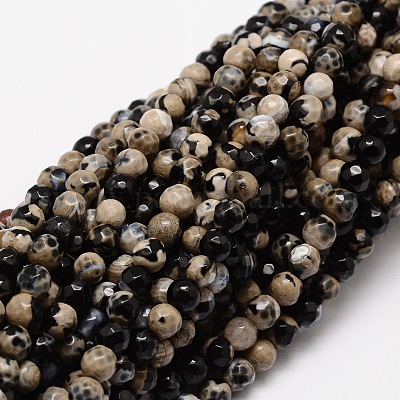Граненые естественно агат круглых бусин пряди G-E318B-4mm-04-1