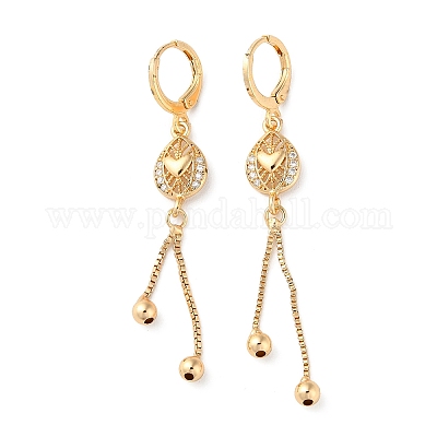 Серьги со стразами в форме сердца&nbsp;EJEW-K256-34KCG-1