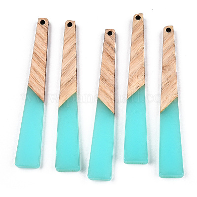 Большие подвески из прозрачной смолы и орехового дерева X-RESI-TAC0017-46-B01-1