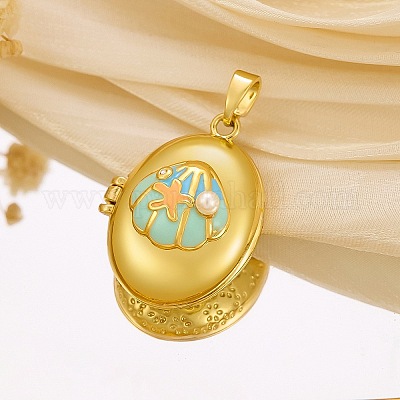 Латунь эмаль Locket подвески KK-F912-06G-1