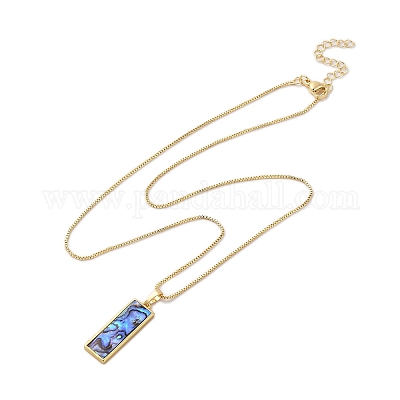 Ожерелье с подвесками из натуральной ракушки пауа NJEW-B104-01B-01G-1