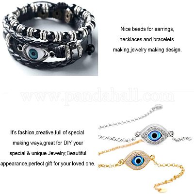 NBEADS 300 Pcs Resin Evil Eye Beads, 7.5mm Flat Round Evil Eye Charms for  DIY Jewelry Making, 10 Colors