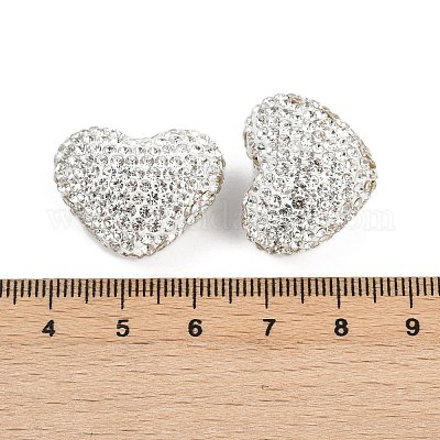 Бусины из полимерной глины в форме сердца со стразами CLAY-NH0002-02B-1