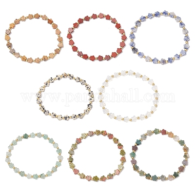 8шт. эластичные браслеты из натуральных и синтетических драгоценных камней для женщин BJEW-JB11768-1