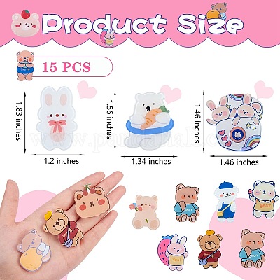 15 шт. 15 стильные булавки для броши с медведем и кроликом JEWB-SZ0001-35-1