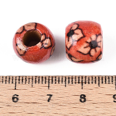Печатные бусы из натурального дерева WOOD-N018-07B-1