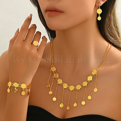 Элегантный комплект из латунных монет в стиле Ближнего Востока с кисточками TA2928-1