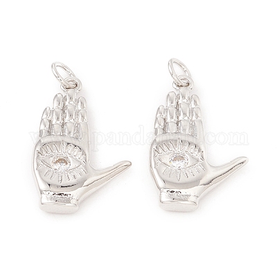 Латунные микропаве прозрачные подвески с фианитом ZIRC-P098-10P-1