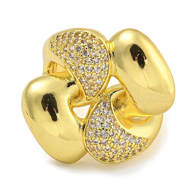 Кольца-манжеты из латуни с микропаве из кубического циркония для женщин RJEW-I107-12G-1