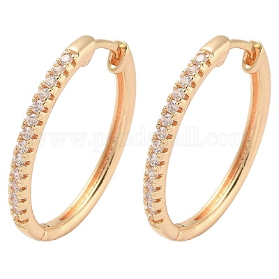 Серьги-кольца из латуни с прозрачным кубическим цирконием EJEW-M090-01G-01-1