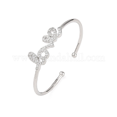 Браслеты из латуни с прозрачным кубическим цирконием в микропаве BJEW-H209-07P-1