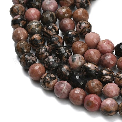 Природные родонит бисер нитей G-L642-F02-8mm-1