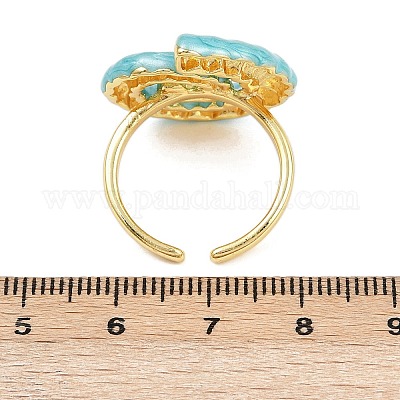 Латунные эмалевые регулируемые манжеты для женщин RJEW-G357-01B-1