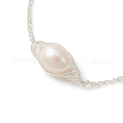 Браслет-слайдер из натурального жемчуга BJEW-JB09449-01-1