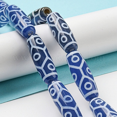 Нити синих бусин дзи в тибетском стиле TDZI-NH0001-B09-01-1