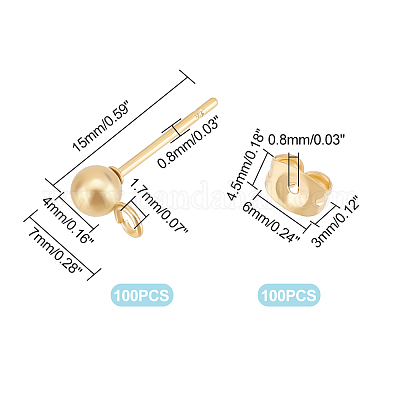 100 шт. фурнитура для сережек-гвоздиков из нержавеющей стали 304 DIY-UN0004-36-1