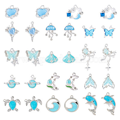 30 шт. подвески из сплава со стразами и эмалью PALLOY-TA0002-54-1