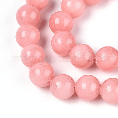 Нити круглых бусин из натурального окрашенного нефрита машан G-T139-8mm-67B-1