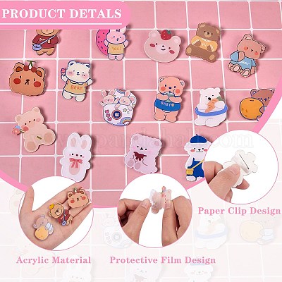 15 шт. 15 стильные булавки для броши с медведем и кроликом JEWB-SZ0001-35-1