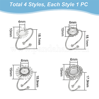 4 шт. 4 стиля фурнитуры для открытых манжет из нержавеющей стали 304 STAS-UN0049-03-1