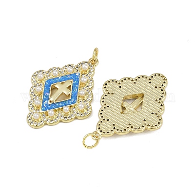 Латунные микропроволочные кубические циркониевые подвески из эмали KK-L249-05G-1