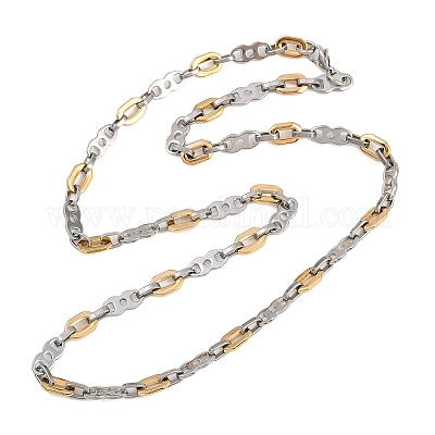 Женские ожерелья из нержавеющей стали 201 с одним и овальным звеном NJEW-B143-03GP-1