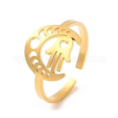 Открытое манжетное кольцо из нержавеющей стали 304 RJEW-K251-03G-1