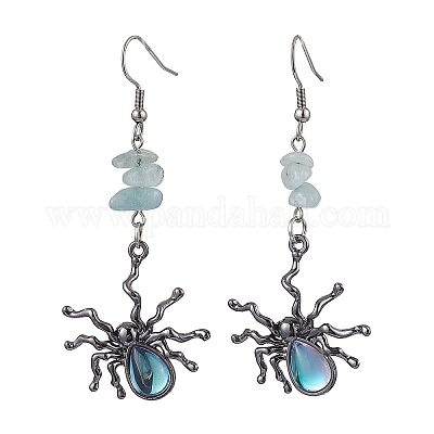 Подвески-пауки из сплава смолы на Хэллоуин и серьги-подвески из нержавеющей стали 304 для женщин EJEW-JE06233-1