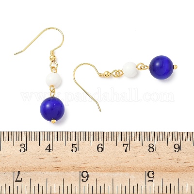 Серьги-подвески кошачий глаз из нержавеющей стали 304 с гальваническим покрытием EJEW-Z129-14G-02-1