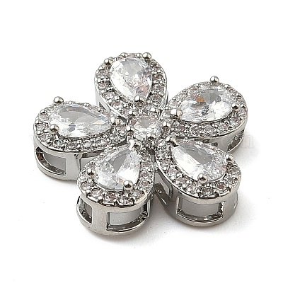 Звенья из латуни с одним лепестком и кубическим цирконием в виде многорядного цветка KK-I276-30P-02-1