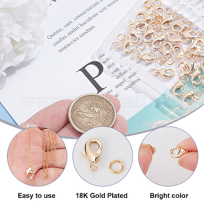 30 шт. латунный карабин с 30 шт. открытых соединительных колец KK-GO0001-16-1