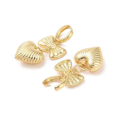Серьги-кольца из латуни для женщин с бантом и сердцем EJEW-S231-04G-02-1