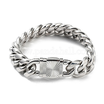 Не тускнеющие браслеты из кубинской цепи из нержавеющей стали 304 для мужчин и женщин BJEW-D031-20P-1