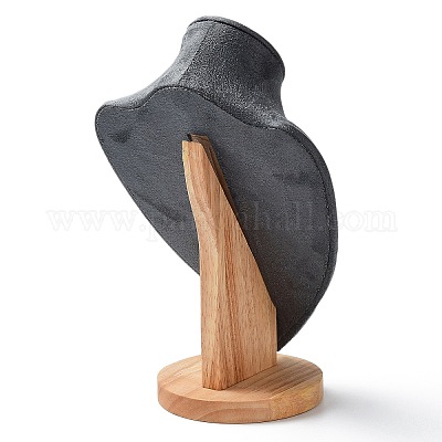 Подставки для ожерелья из бархатного бюста с деревянной основой ODIS-Q041-02B-02-1