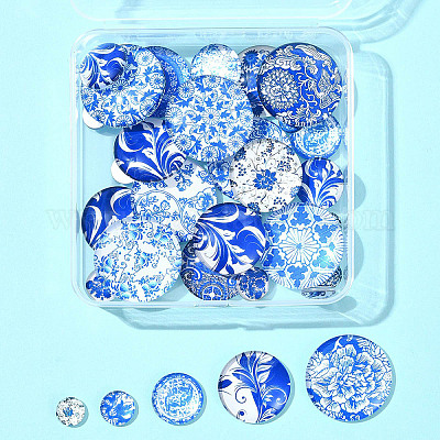 40 шт. 5 стиля печатных стеклянных кабошонов GGLA-FS0001-11-1