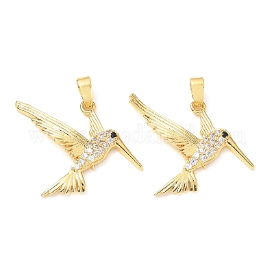 Латунные микропаве прозрачные подвески с фианитом KK-G533-07B-G-1