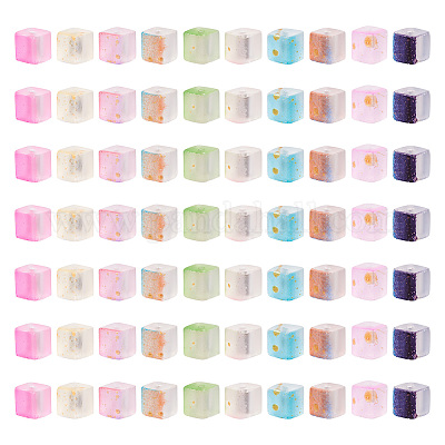 100 шт. 10-х цветные матовые стеклянные бусины с золотистой блестящей пудрой DGLA-TA0001-33-1