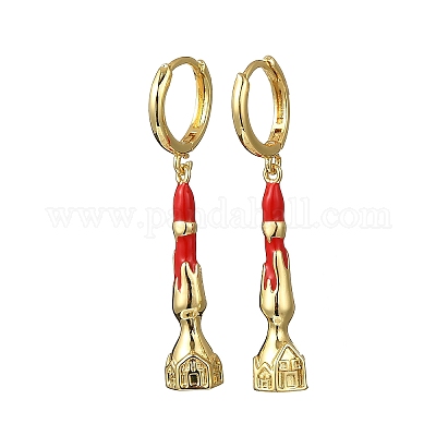 Серьги-кольца из латуни с эмалью EJEW-B149-04G-1