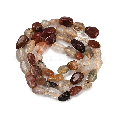 Нити бусин из натурального рутилированного кварца G-R445-6x8-38-01-1