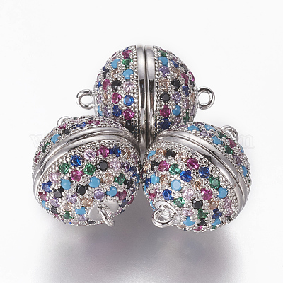 Магнитные застежки из латуни с цирконием и микропаве с петлями ZIRC-L082-E-02-P-1